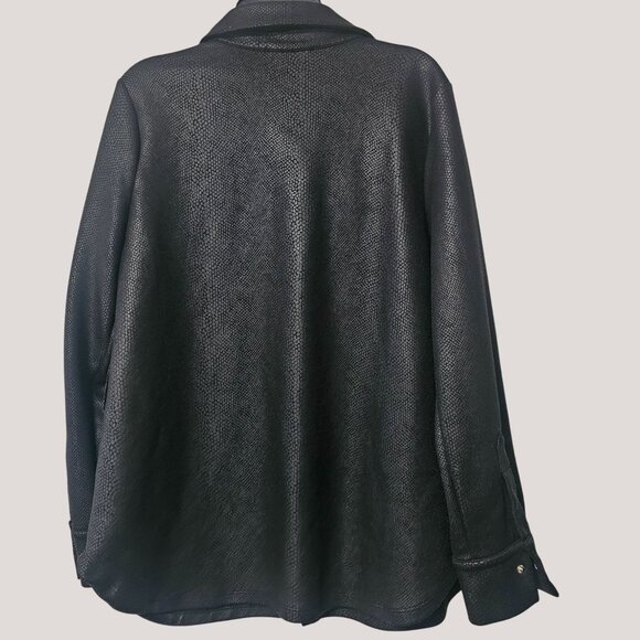 Haute Monde Womens Black Button-Up Textured Shirt Jacket Size S - Picture 2 of 8